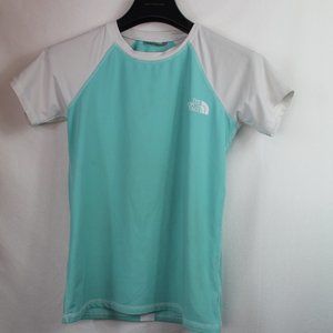 Girl's The North Face Turquoise & White UPC 50 Rash Guard - Sz M (10-12)